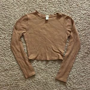 Waffle Cut Bozzolo Long Sleeve Crop Tee